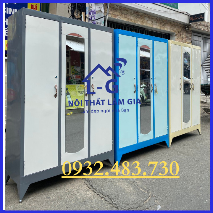 Tủ sắt đựng quần áo sơn dầu nhiều màu cao 1m8 ngang 1m2 sâu 45cm tại HCM Lâm Gia 0932.483.730