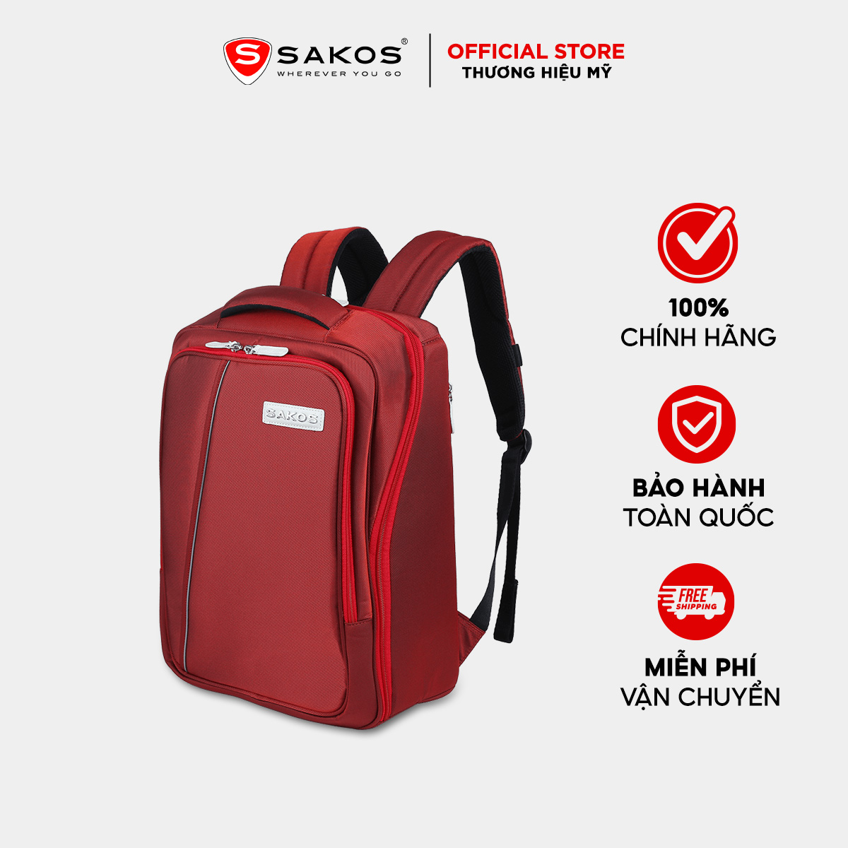 Balo laptop SAKOS ZEN 15.6 inch chất tối giản, chuẩn tính năng, đậm phong cách