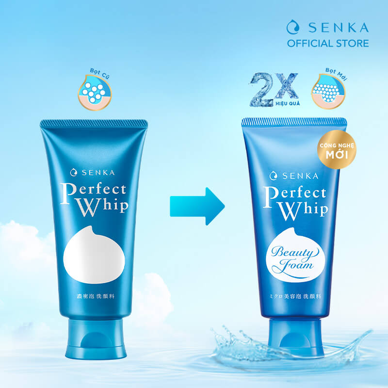 Bộ đôi sữa rửa mặt tạo bọt từ tơ tằm trắng sạch sâu cho da dầu SENKA PERFECT WHIP 120Gx2