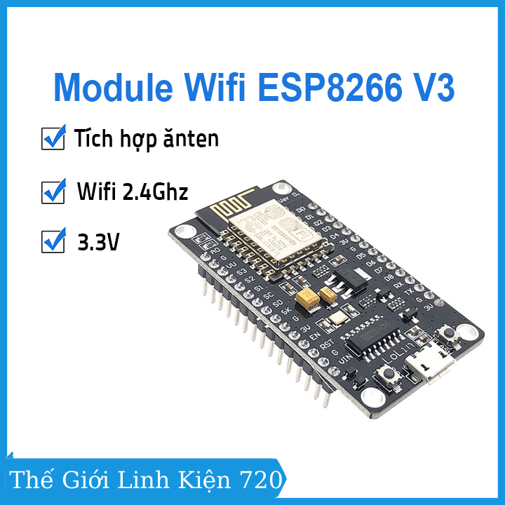 Module iot esp8266 esp-12e ch340 v3 cổng nối tiếp