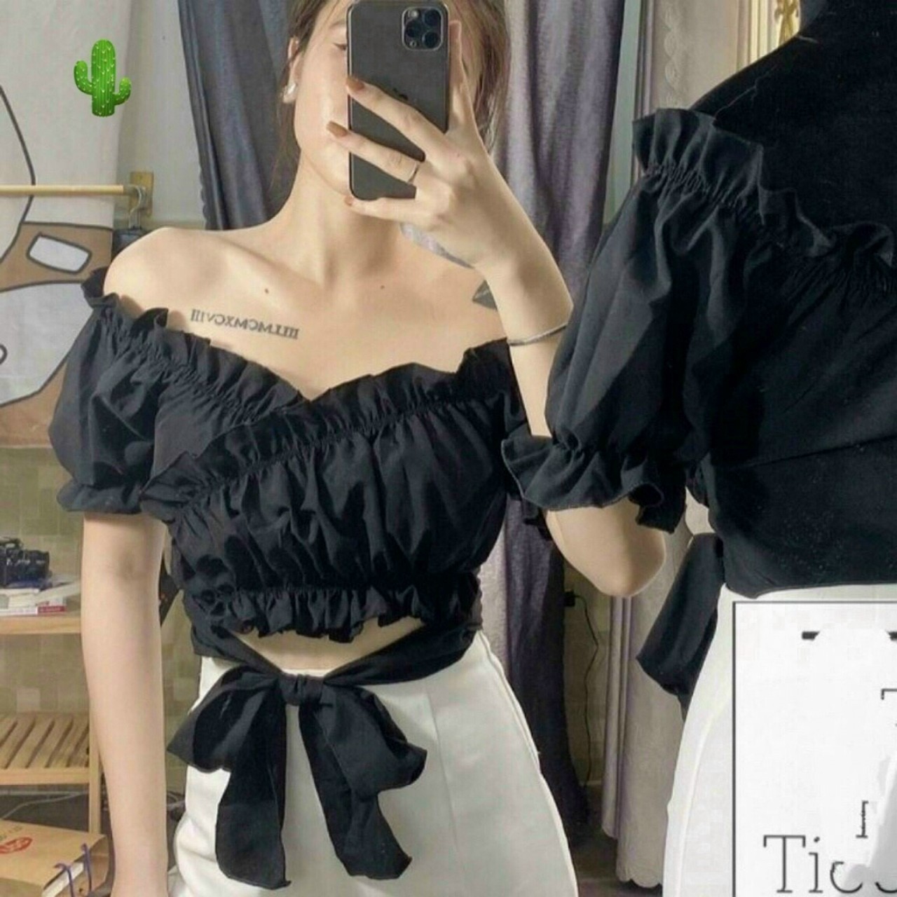 áo kiểu nữ tiểu thư tay phối lưới lai bo nhún form 50 kg trở lại,áo kiểu trễ vai,thời trang nữ(u)
