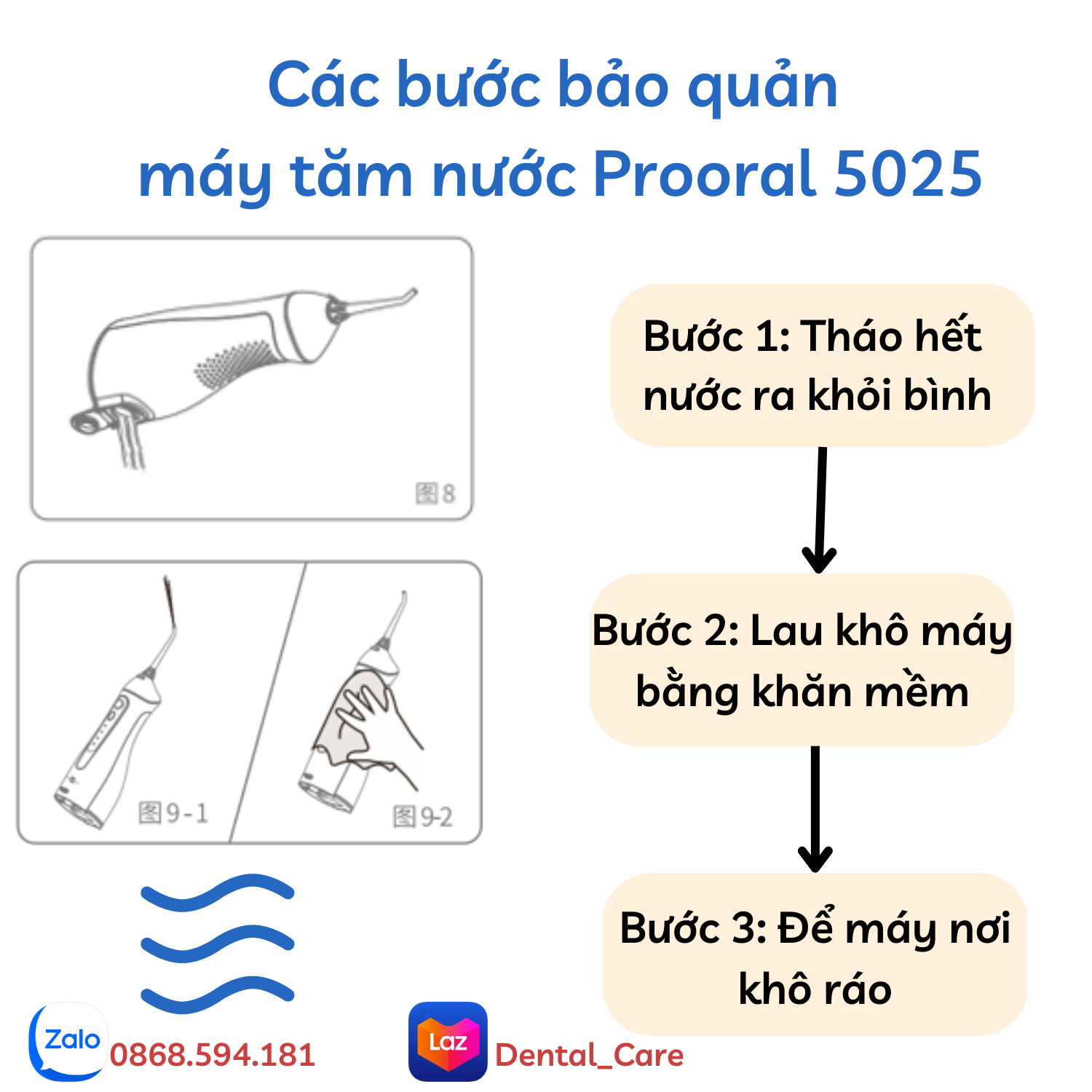 Máy Tăm Nước Prooral 5025 (nâng cấp của Prooral 5002) làm sạch răng miệng