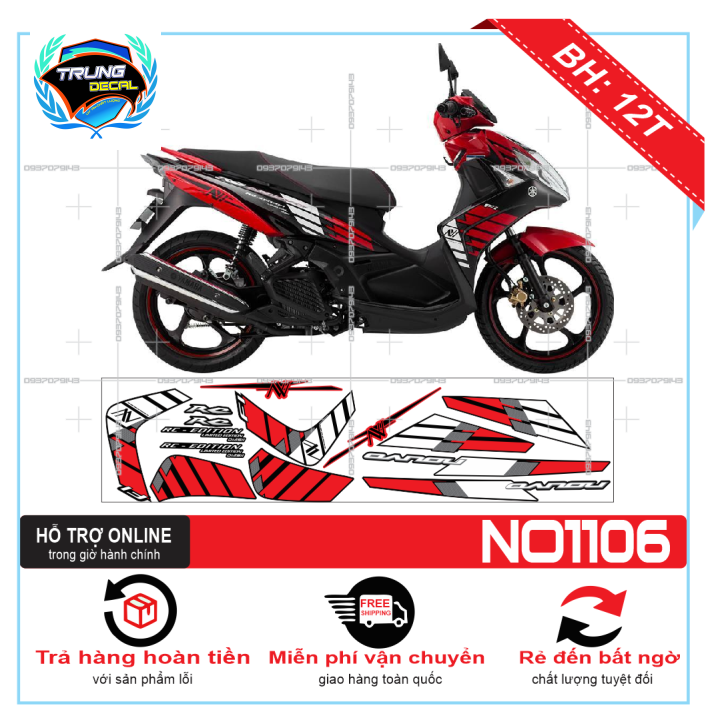 Tem rời xe nouvo 5 chế đỏ đen