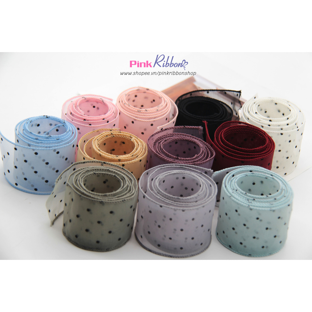 Voan viền bô đê chấm bi 5cm