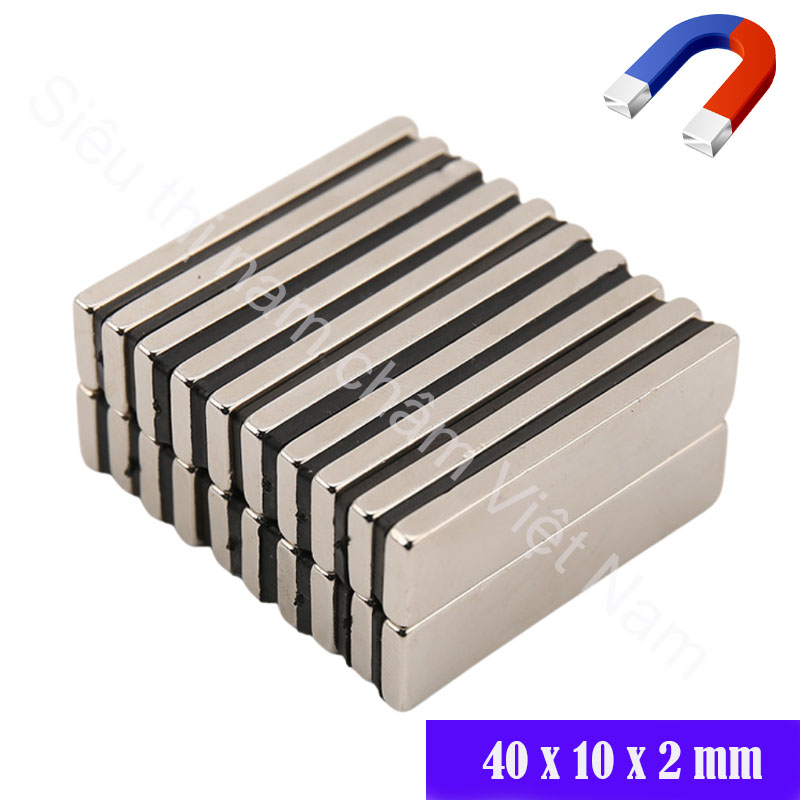 Nam châm màu trắng kích 40x10x2mm (set 10v), nam châm hình chữ nhật hút siêu mạnh siêu hit
