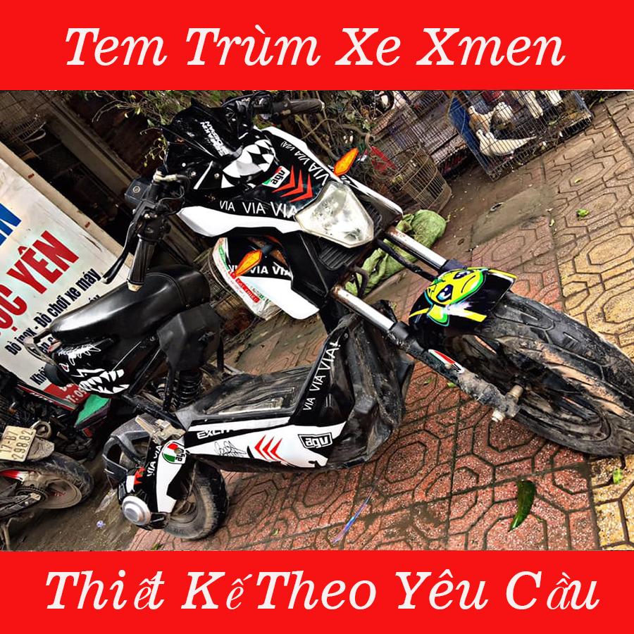 Tem trùm xe điện Xmen Cá Mập đen trắng