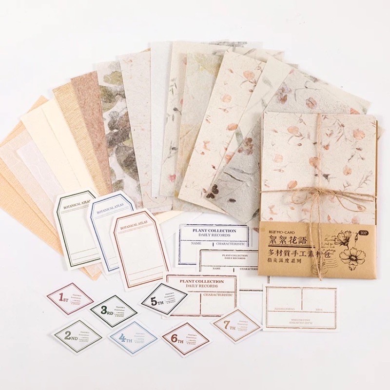Set giấy nền nhám lớn ép hoa vintage DIY