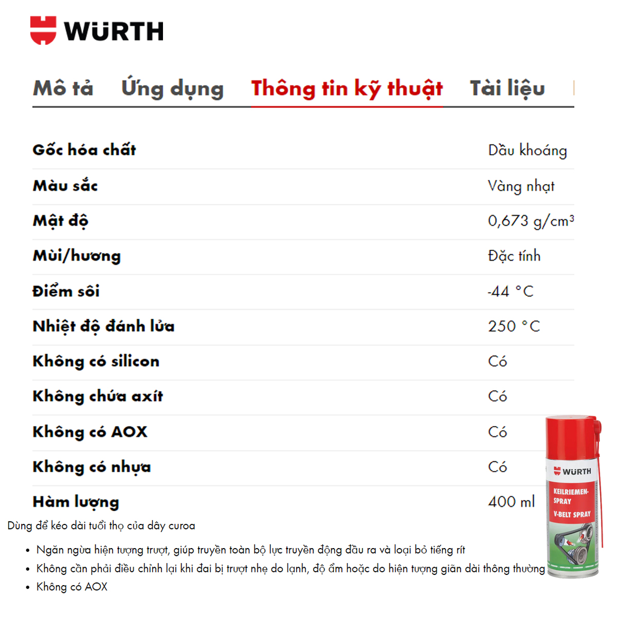 Wurth V-Belt Spray 400ml
