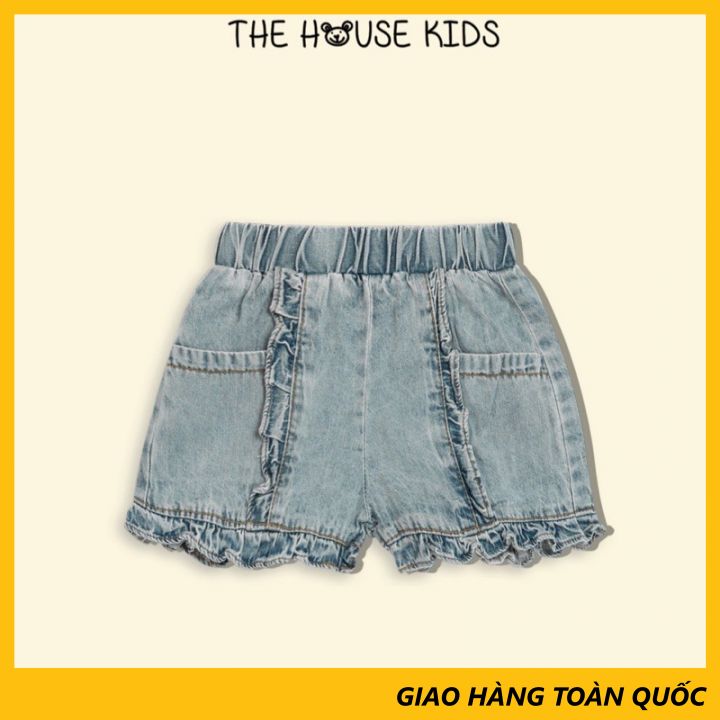 Quần short jean cho bé gái - Quần jean cao cấp viền bèo - THE HOUSE KIDS