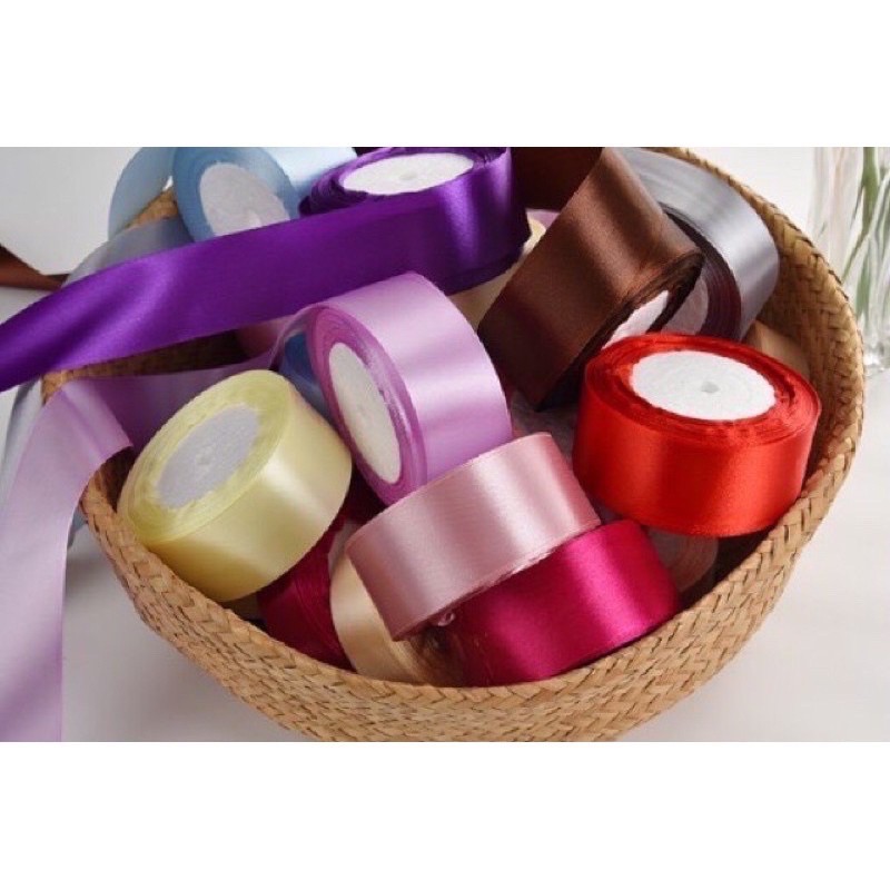 Cuộn duy băng vải lụa satin bản 4cm dài 22m