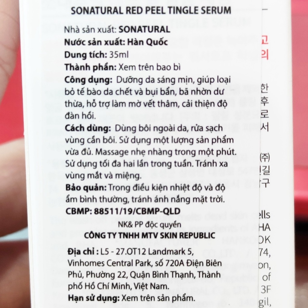 ❉┋  Peel da sinh học SoNatural Red Peel Tingle Serum 35ml