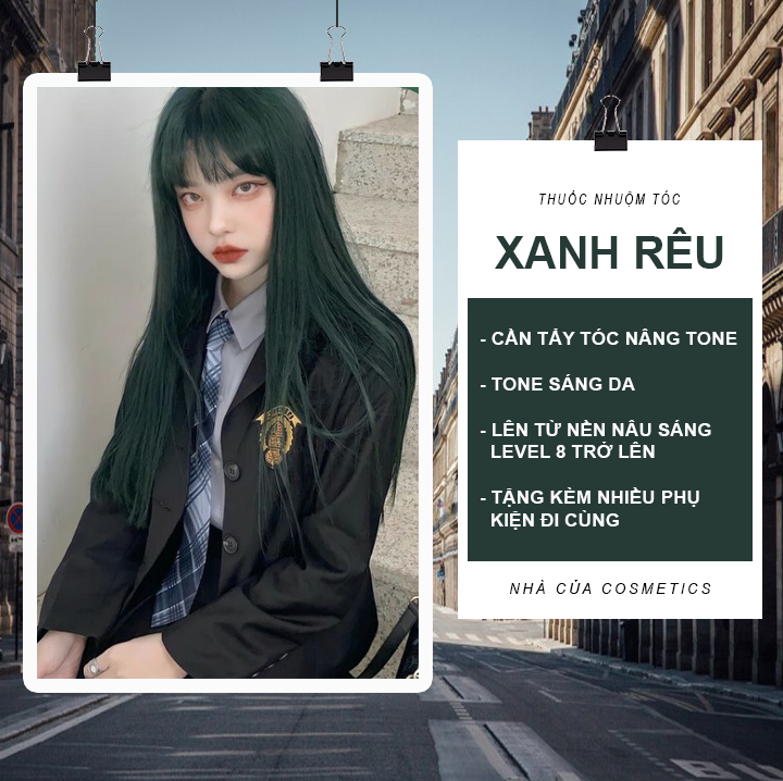 Thuốc nhuộm tóc xanh rêu trendy