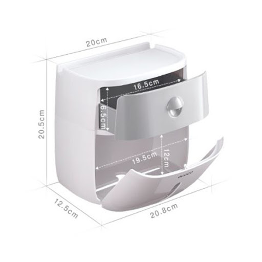 HỘP ĐỰNG GIẤY VỆ SINH 2 TẦNG ECOCO (CÓ NGĂN KÉO, KÈM MIẾNG DÁN CƯỜNG LỰC)
