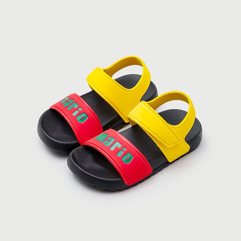 Dép sandal quai dán cheerful mario cho bé trai bé gái 2-6 tuổi