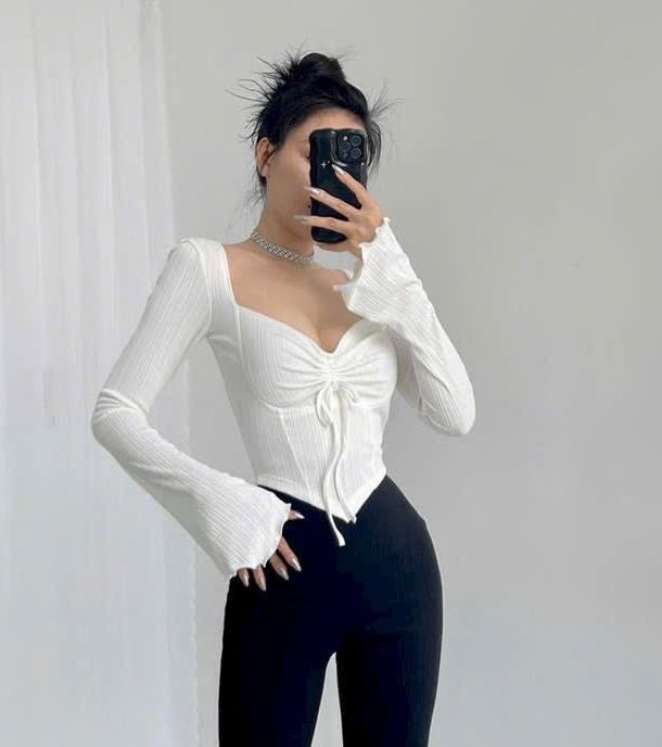 Áo kiểu dây rút nữ phong cách cá tính korea fashion 2019