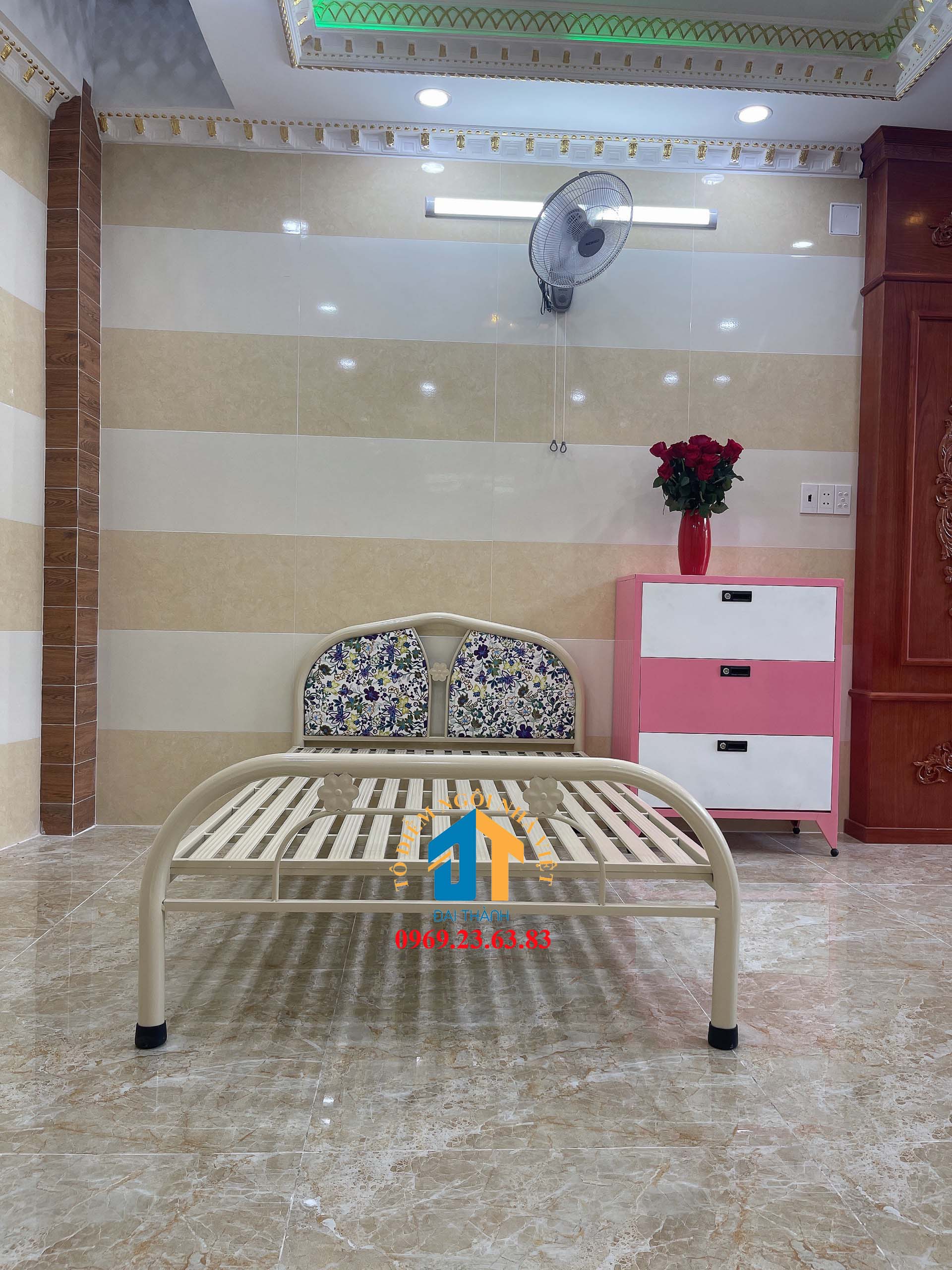 Giường  sắt ngang 1M dài 2M – GS02