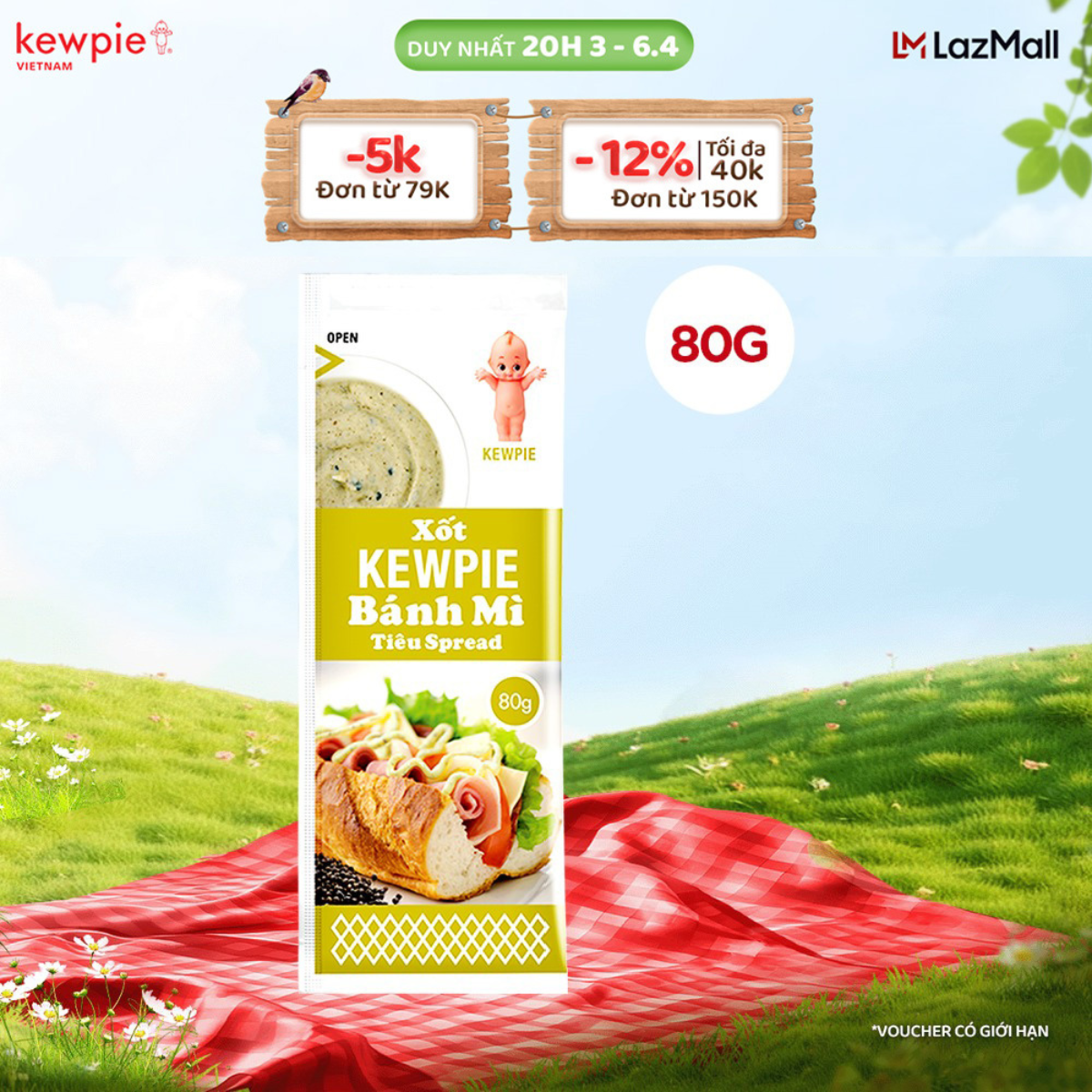 Xốt Kewpie Bánh Mì Vị Tiêu 80g