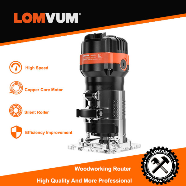 LOMVUM Woodworking Router 220V Milling Machine Electrict Trimmer Wood Cutting Trimming Machine 6.35MM Milling Engraving Slotting