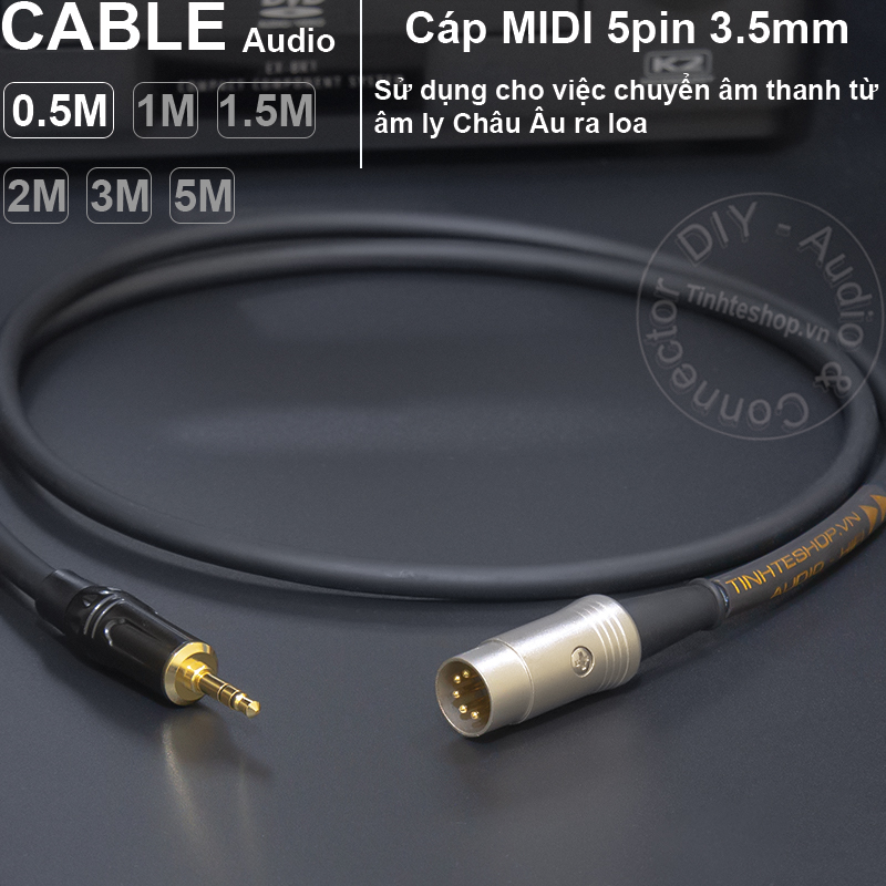 Midi 5 pin to audio 3.5mm cable for amplifer to speaker diy 0.5m to 5m
