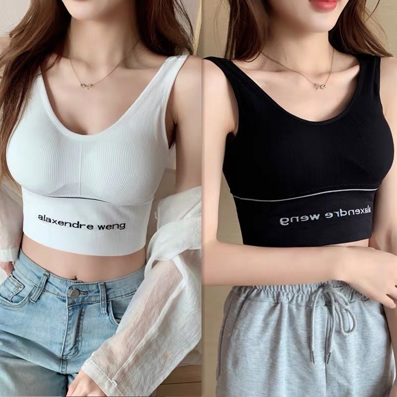 Áo Bra Thể Thao Ba Lỗ Thêu Chữ Đủ Màu Áo Croptop Tập Gym Yoga Hở Lưng Thoáng Khí - OB038