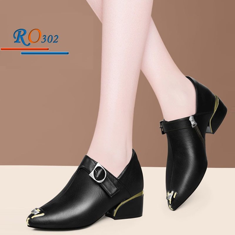Giày bốt nữ cổ ngắn hàng hiệu Rosata - RO302