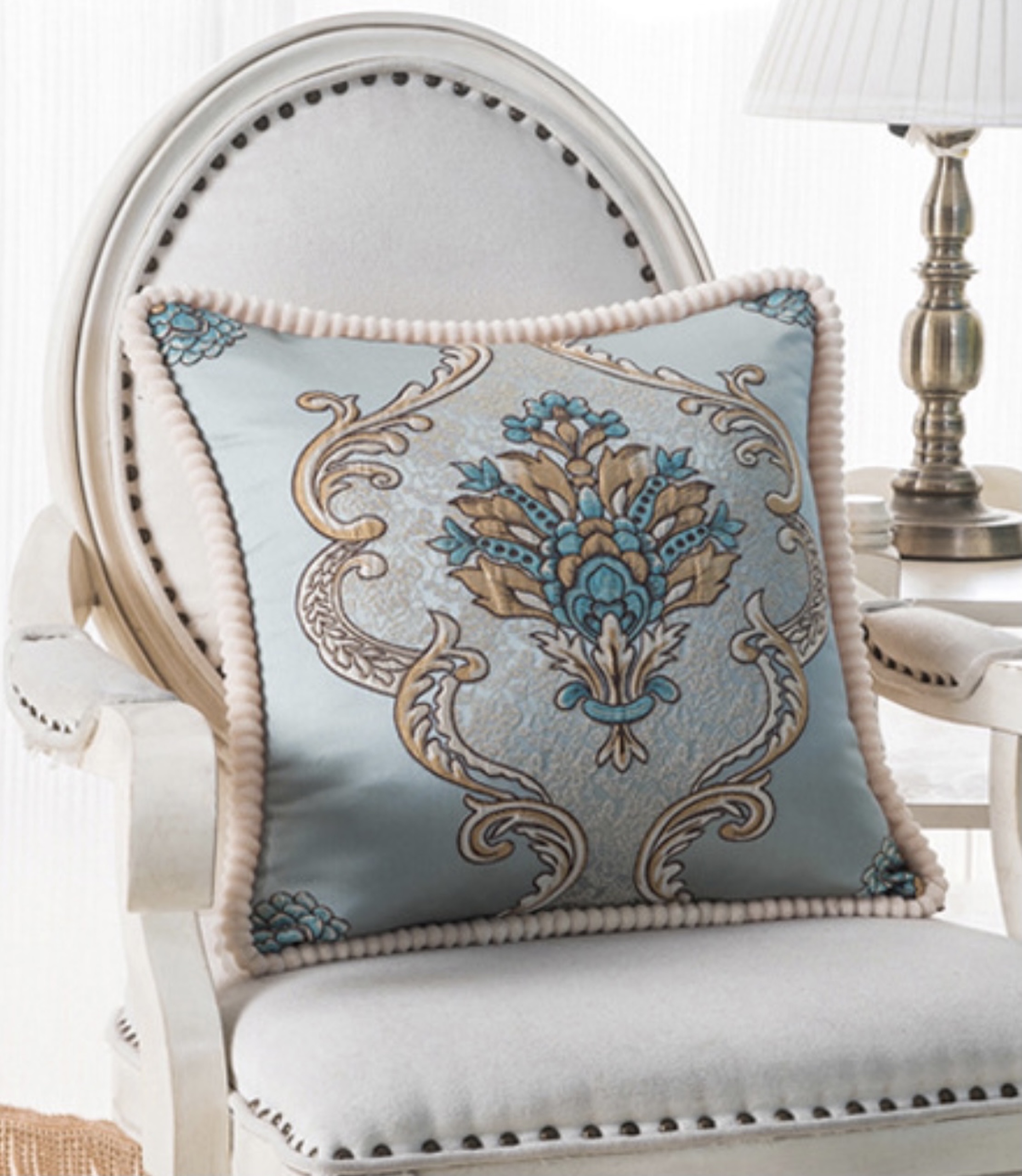 [HCM][ SIZE 48x48 CM ] VỎ Gối Tựa Lưng THÊU NỔI CHO GHẾ GỖ CAO CẤP SBK096