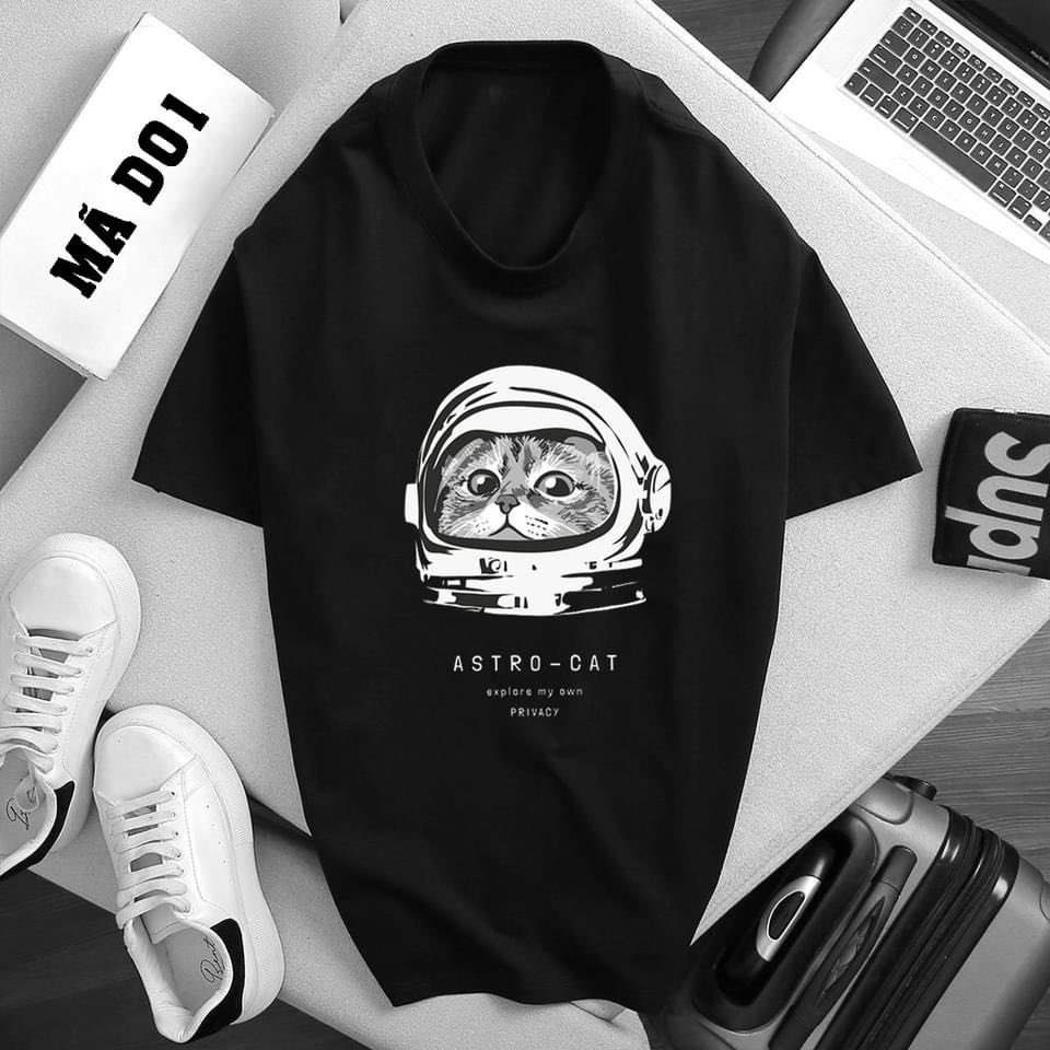 Áo thun unisex nam nữ mèo phi hành gia astro cat