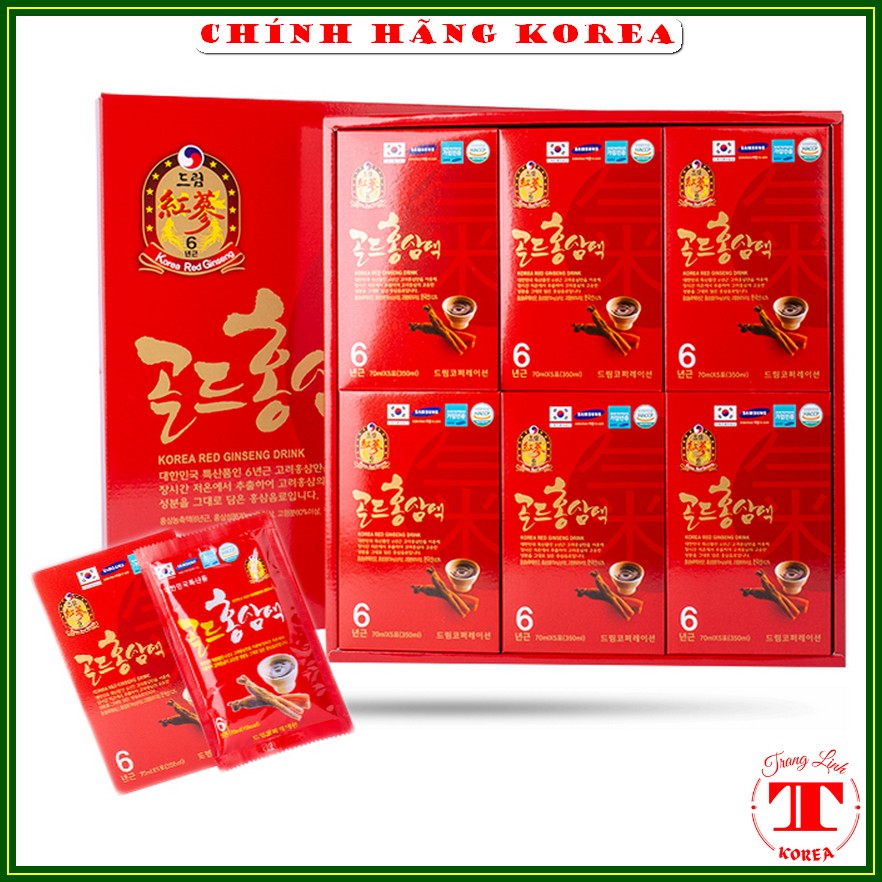 Nước hồng sâm hàn quốc 6 năm tuổi, hộp 30 gói - Nước sâm chén tăng đề kháng, giảm stress, phòng ung thư, tranglinhkorea