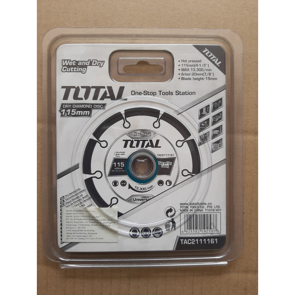 115x20mm Đĩa cắt khô siêu mỏng Total TAC2111161