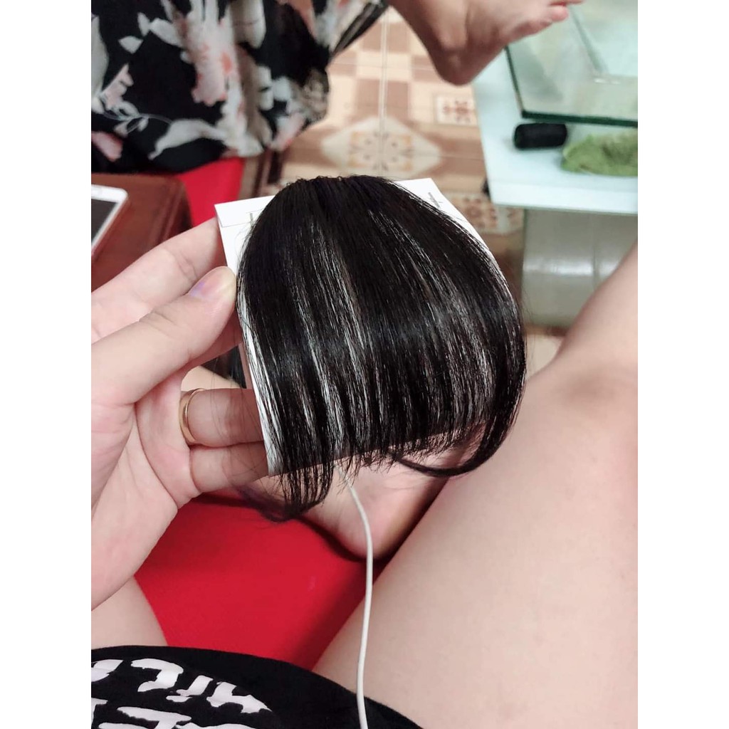Tóc mái thưa,làm từ tóc thật có mai dài hai bên
