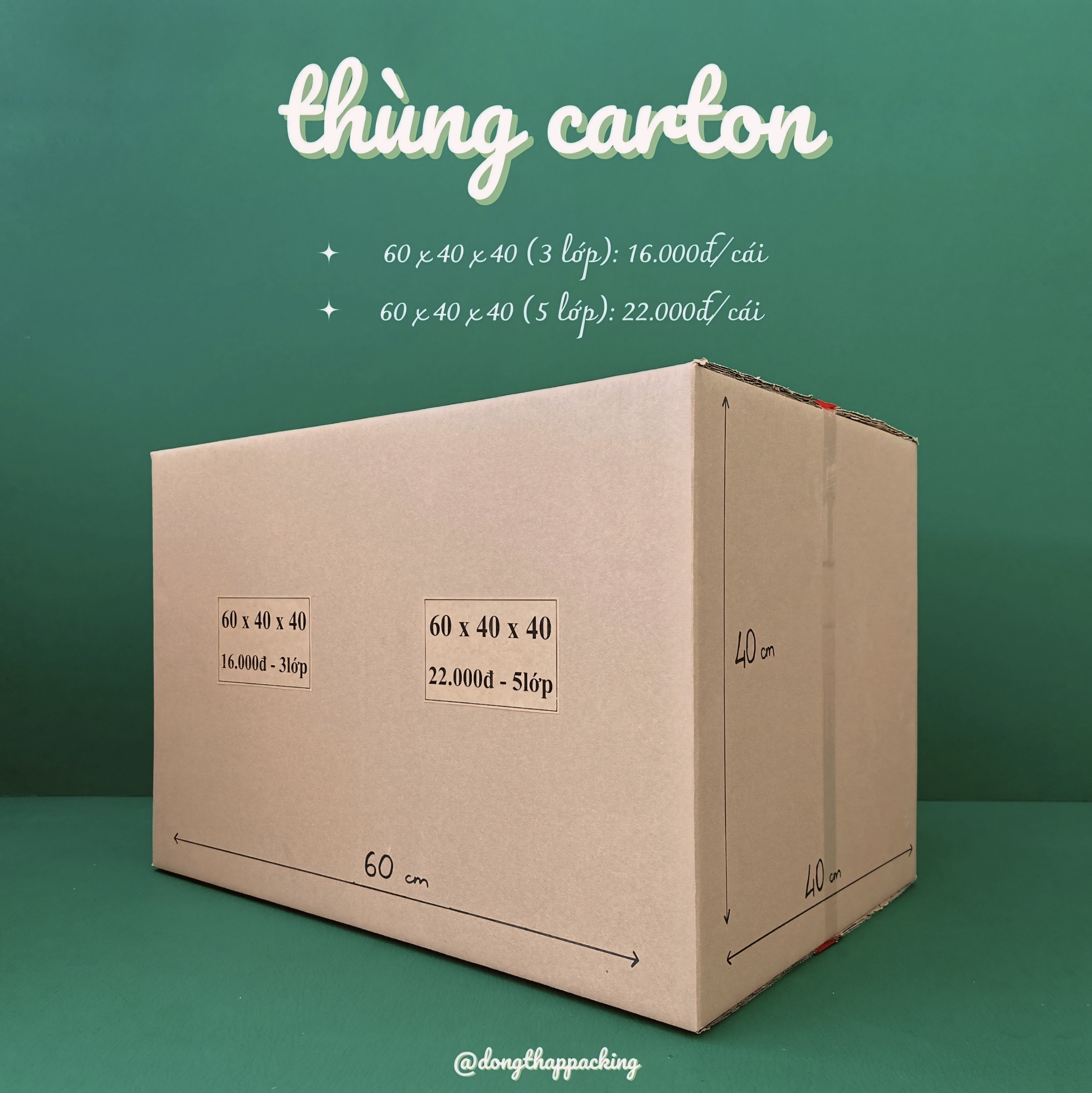 Kích thước 60x40x40 cm Combo 10 hộp carton đóng gói hàng hóa
