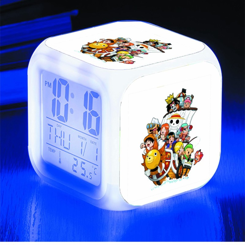 Đồng hồ báo thức để bàn in hình One Piece Đảo Hải Tặc anime chibi LED đổi màu bán chạy
