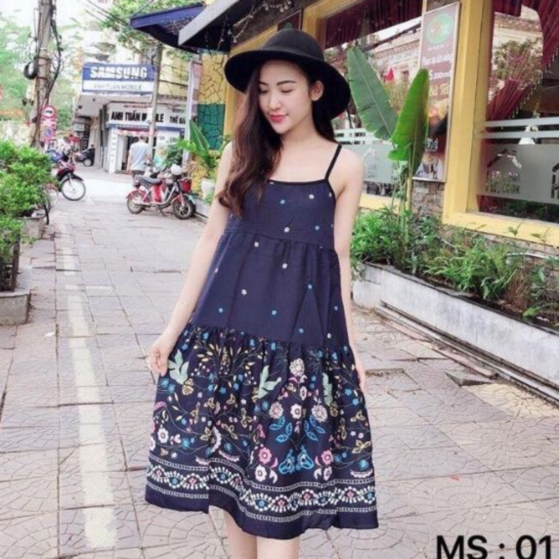 Váy bầu ngủ - váy ngủ lanh 2 dây chất lanh mềm mát