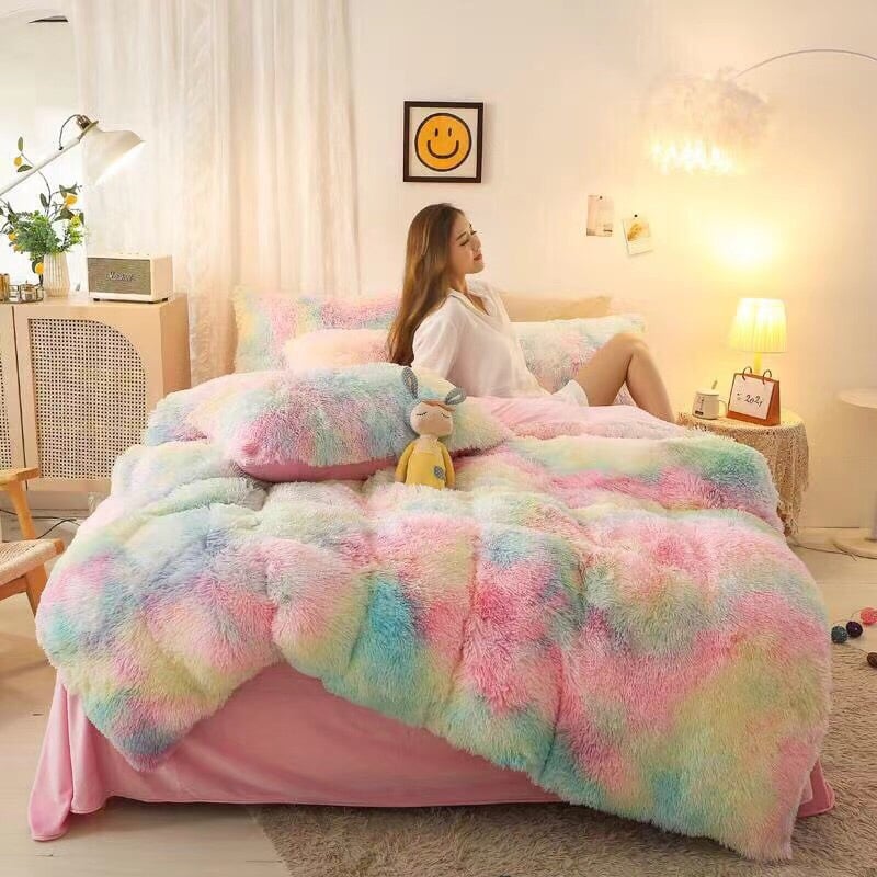 bộ chăn ga gối 5 món nỉ lông tim💗💗💗