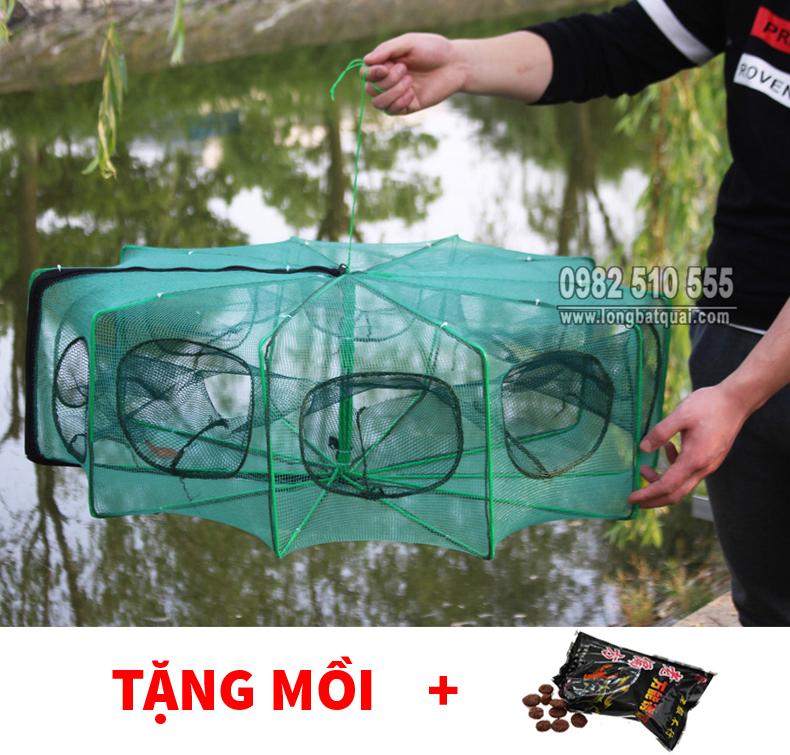 Lồng bát giác 6-8-12-16 cửa đa năng + tặng mồi dụ tôm,cua,cá