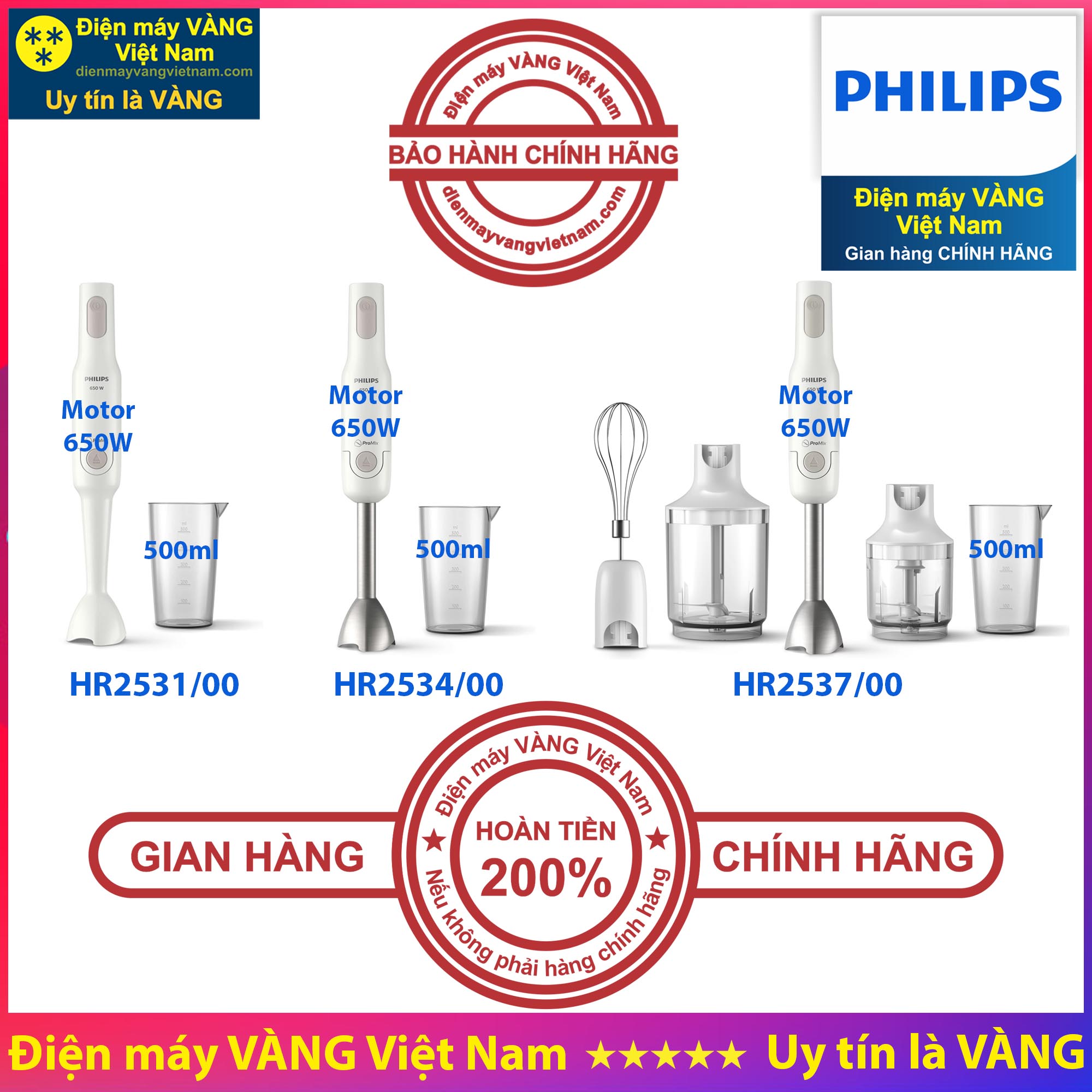 Máy xay cầm tay Philips HR1600 (Trắng) - Hàng nhập khẩu