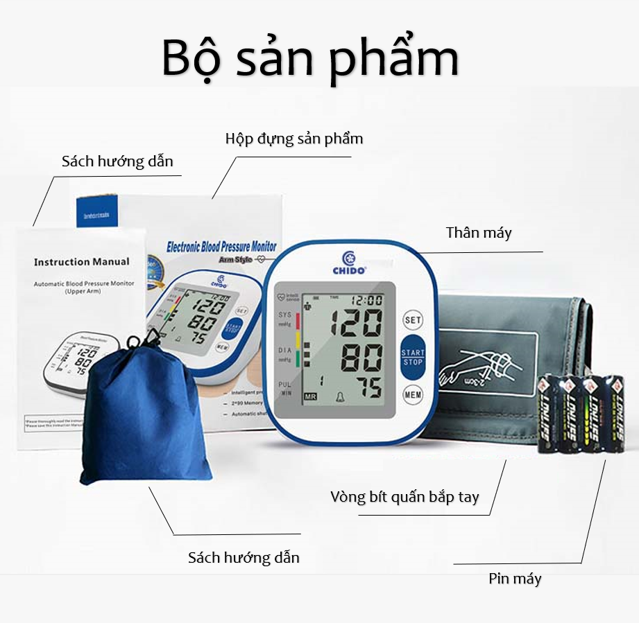 Máy đo huyết áp bắp tay tự động Chido