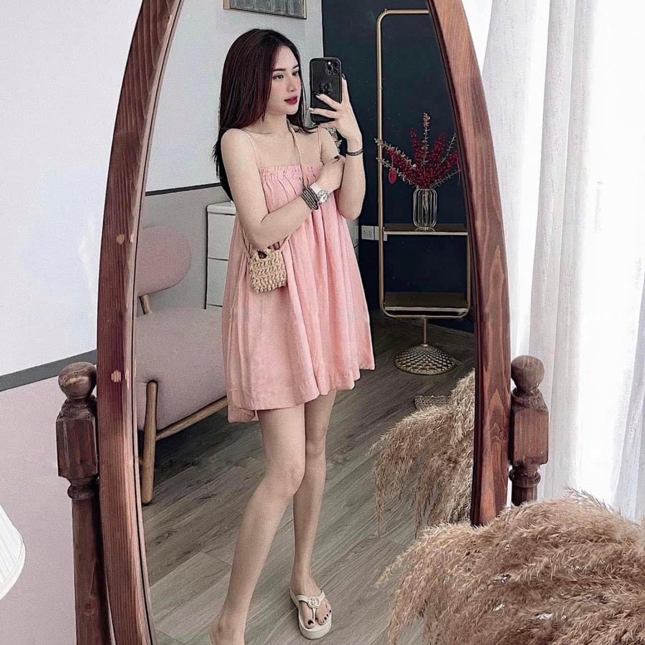 Váy 2 dây nữ - chất đũi xinh xắn t50