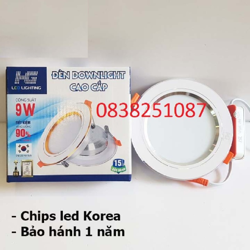 Đèn Led âm trần viền bạc 9w HG 3 màu 3 chế độ . sáng trắng -vàng nắng-vàng ấm