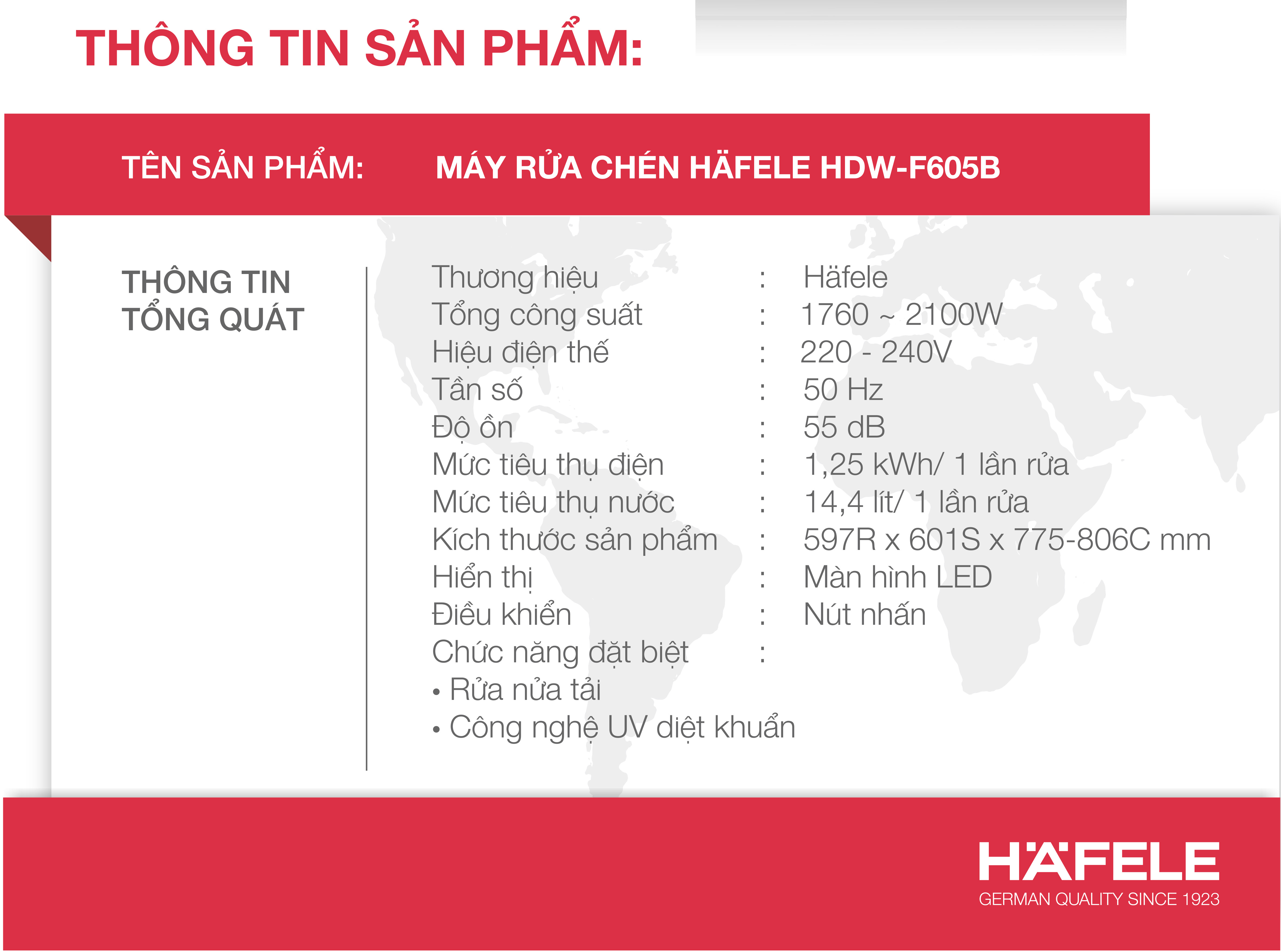 Máy rửa chén Hafele HDW-F601B 535.29.670