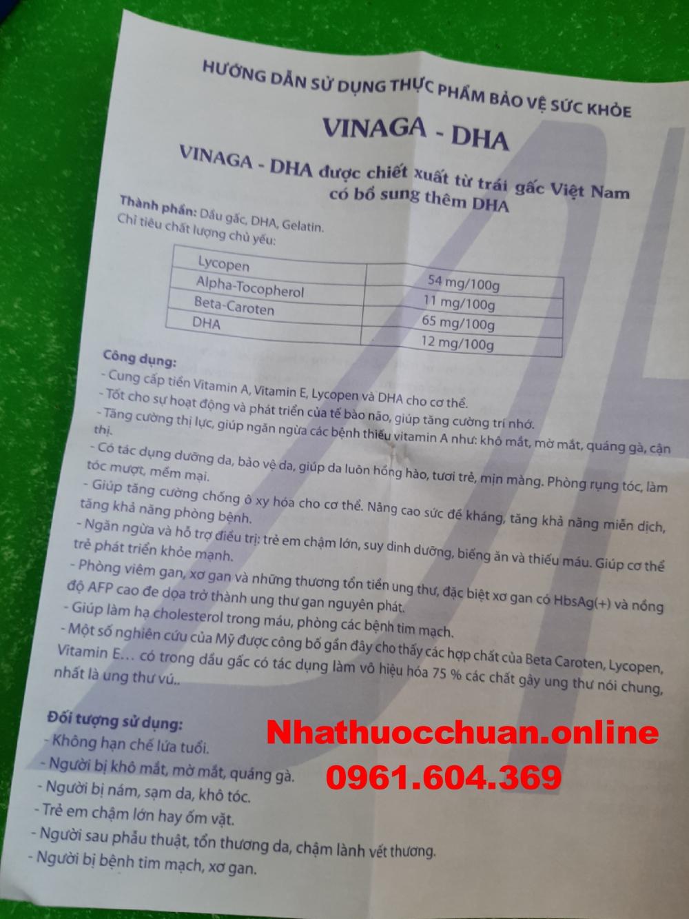 Dầu Gấc Vinaga DHA