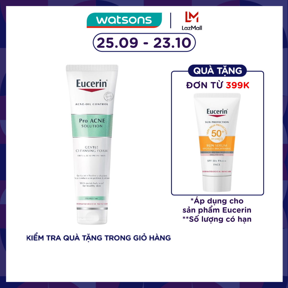 [MUA LÀ CÓ QUÀ] Sữa Rửa Mặt Eucerin Pro Acne Cleansing Foam Cho Da Mụn 150g