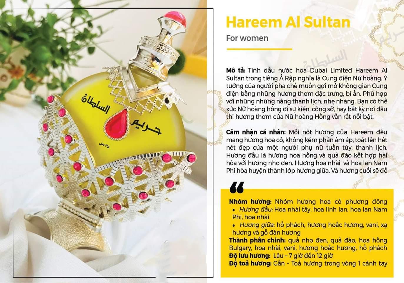 TINH DẦU NƯỚC HOA DUBAI HAREEM AL SULTAN HỒNG