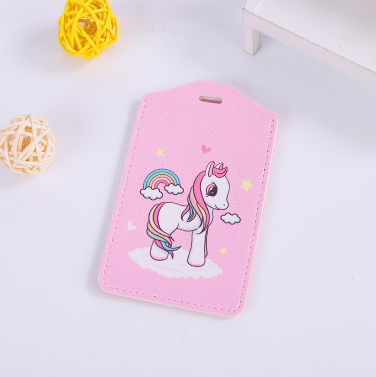 Thẻ Đeo Bảng Tên Da PU Hoạ Tiết Hoạt Hình Siêu Dễ Thương - Dây Đeo Có Thể Kéo Rút - BEYOU