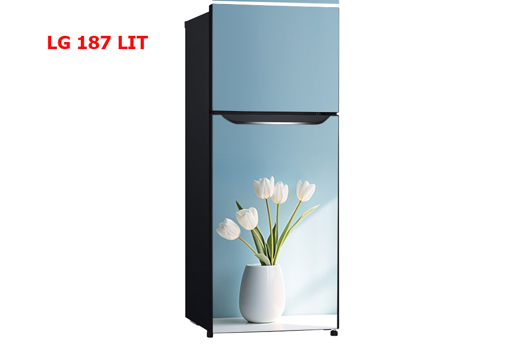 Decal dán Tủ Lạnh bình hoa tulip 3d chất liệu cao cấp