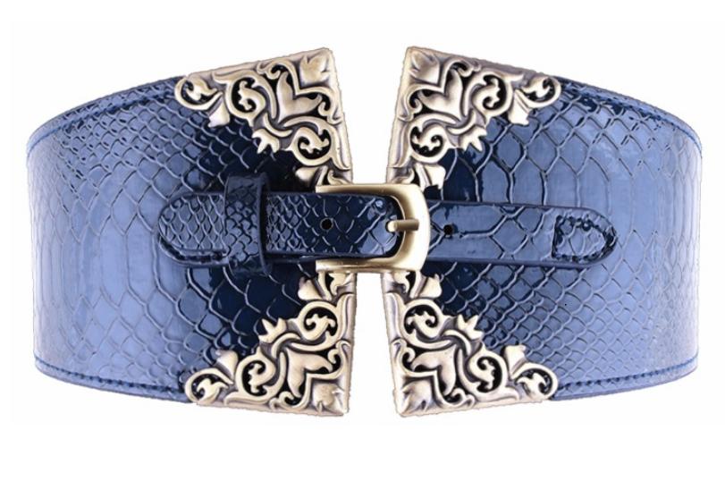 Thắt lưng nữ đẹp crocodile belts màu xanh 10cm
