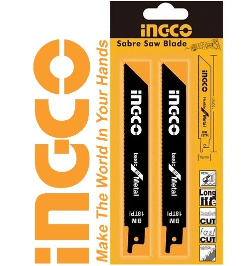 Bộ 2 lưỡi cưa kiếm cưa kim loại 150mm ingco ssb922ef