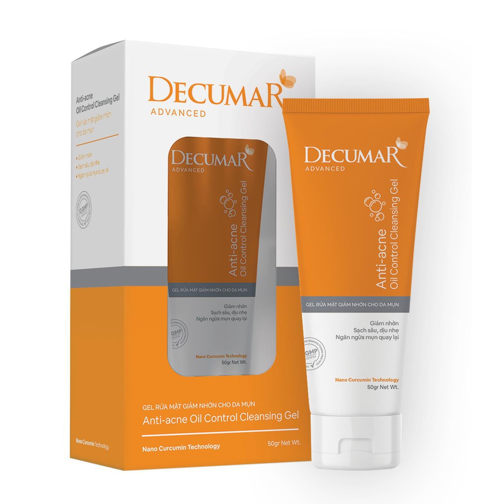 Gel rửa mặt ngăn ngừa mụn - giảm nhờn decumar advanced 50g - 8938516099169