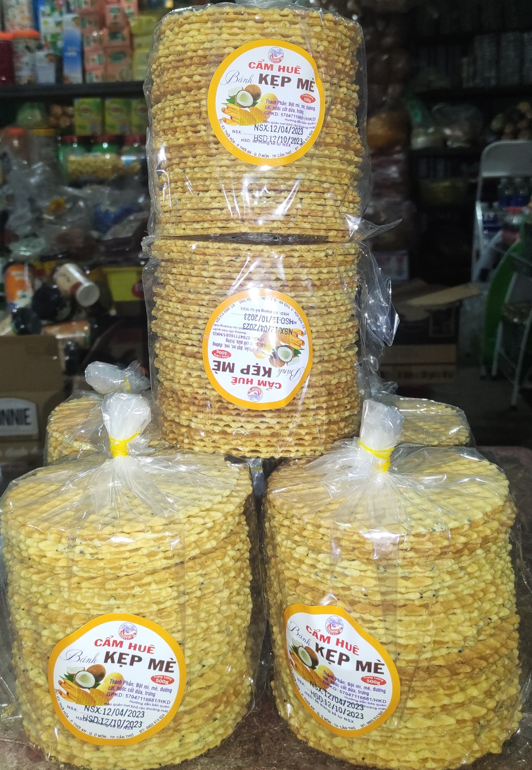 Bánh Kẹp Mè Cẩm Huê 500g (Shạp Bánh Hoàng Yến)