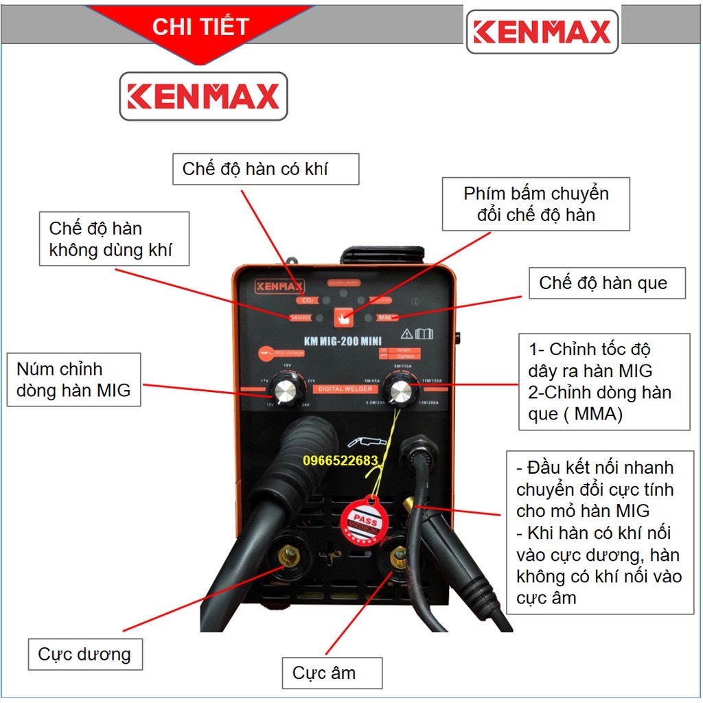 Máy hàn | Máy hàn Mig Kenmax 200 - 3 chức năng